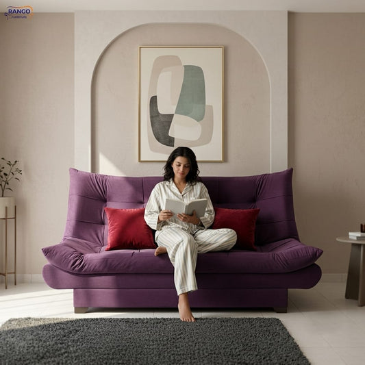 Rango Sofa Bed Used in Living Room Guest Small Spaces Furniture 120 * 190cm Color Purple