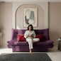 "Sofa bed by Rango Furniture, perfect for living rooms, guest rooms, and small spaces. Size: 120×190 cm, Color: Purple