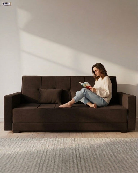 Rango Sofa Bed for Living Room, Guest and Small Spaces Furniture 120 x 210cm Brown