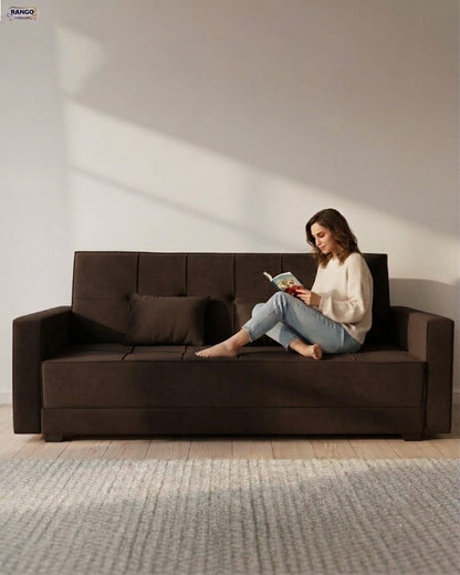 Rango Furniture Sofa Bed – Perfect for living rooms, guest rooms, and small spaces. Dimensions: 120×210 cm. Color: Brown