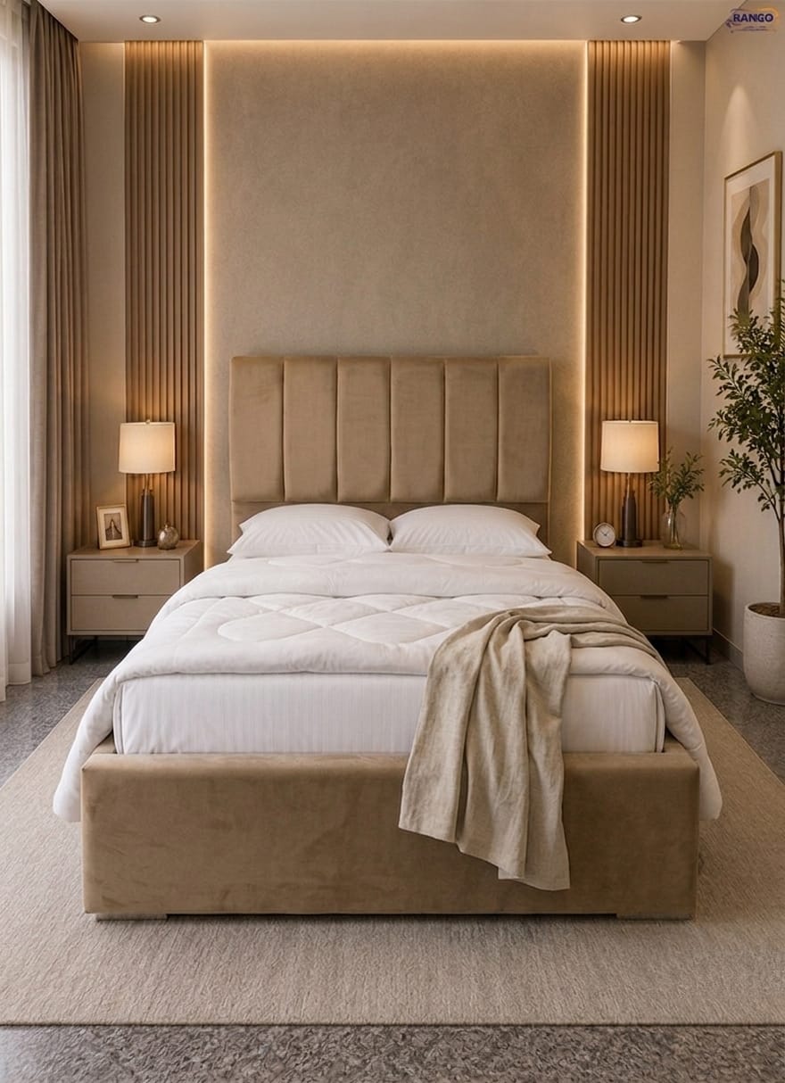 "Rango Furniture bed, featuring a design that combines quality and elegance. Color: Coffe."
