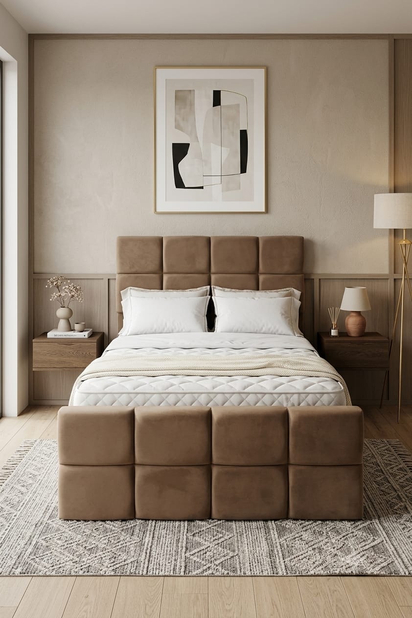 "Rango Furniture bed, featuring a design that combines quality and elegance. Color:Coffe"