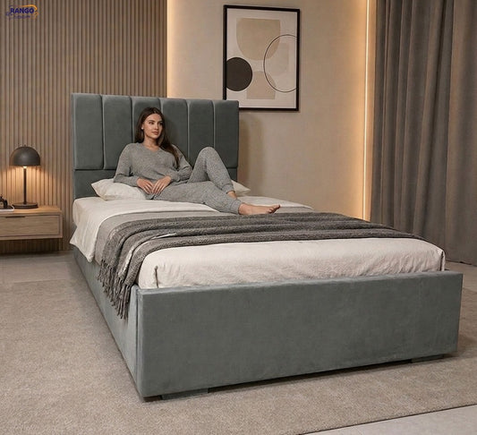"Rango Furniture bed, featuring a design that combines quality and elegance. Color:Gray"