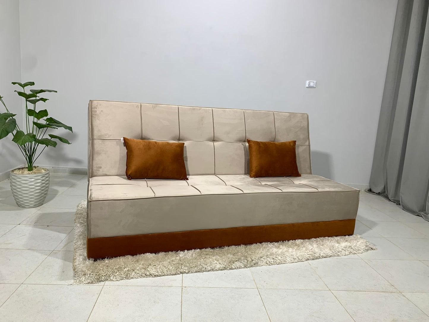 "Sofa bed by Rango Furniture, perfect for living rooms, guest rooms, and small spaces. Size: 120×190 cm, Color:Beige×Havan