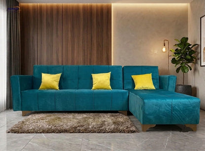 Rango L-Shape Sofa Bed (2.90×1.65 cm) for Living Rooms & Small Spaces - Teal