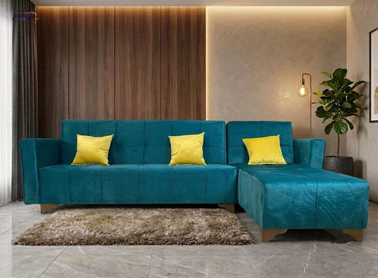 Rango L-Shape Sofa Bed (2.90×1.65 cm) for Living Rooms & Small Spaces - Teal