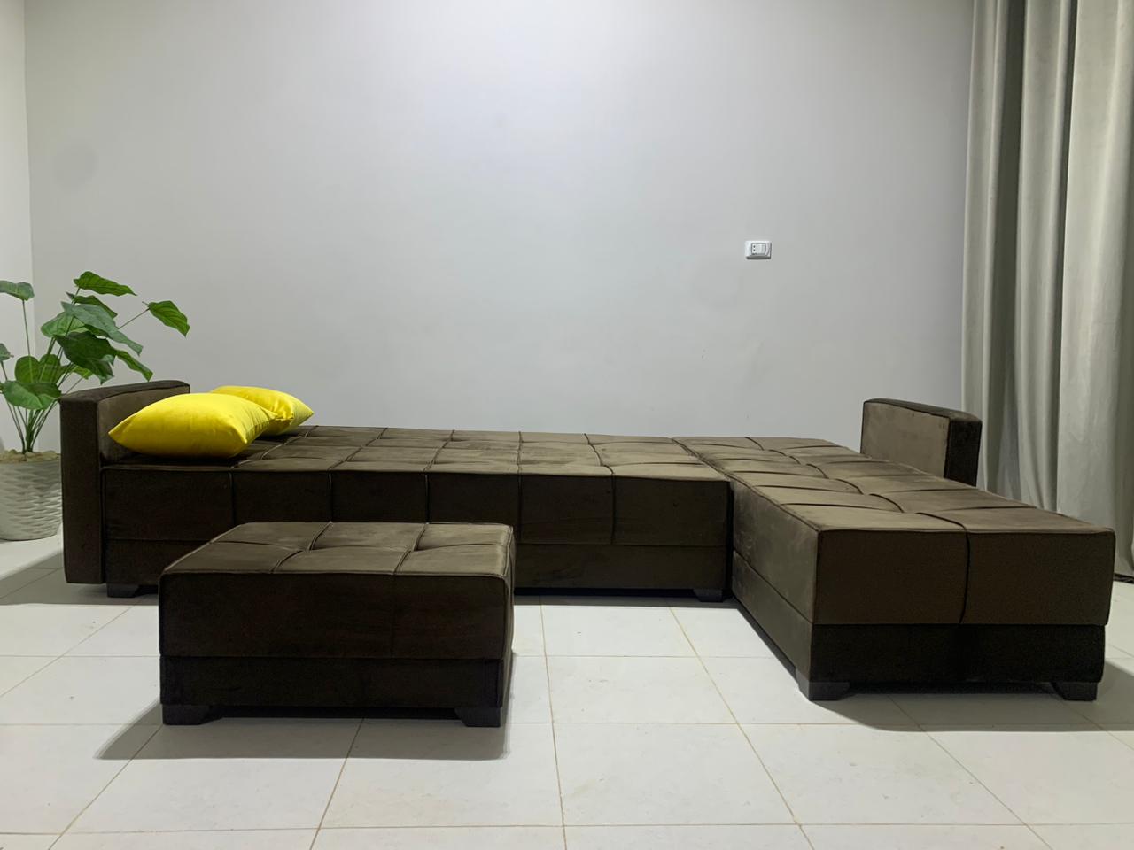 Rango L-Shape Sofa Bed (2.90×1.65 cm) for Living Rooms & Small Spaces - Brown