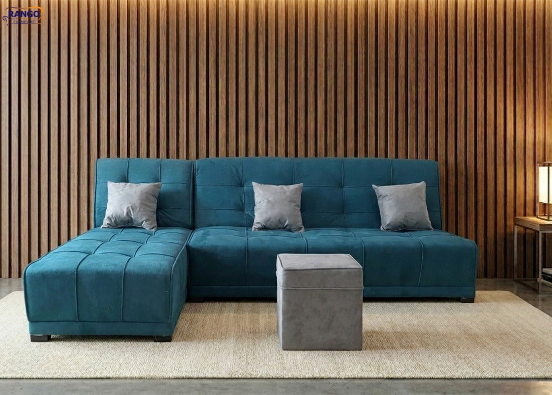 Rango L-Shape Sofa Bed (2.60×1.65 cm) for Living Rooms & Small Spaces - Teal