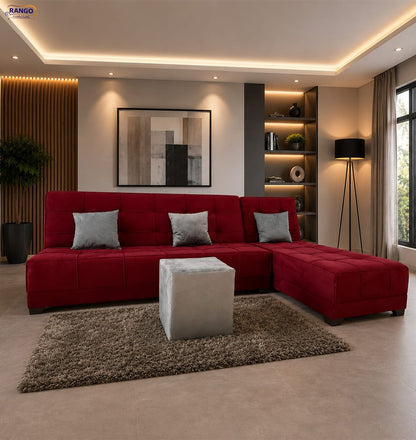 Rango L-Shape Sofa Bed (2.60×1.65 cm) for Living Rooms & Small Spaces - burgundy
