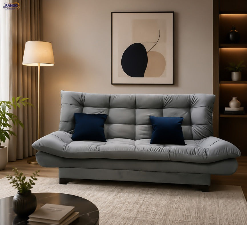 "Sofa bed by Rango Furniture, perfect for living rooms, guest rooms, and small spaces. Size: 120×190 cm, Color: Gray