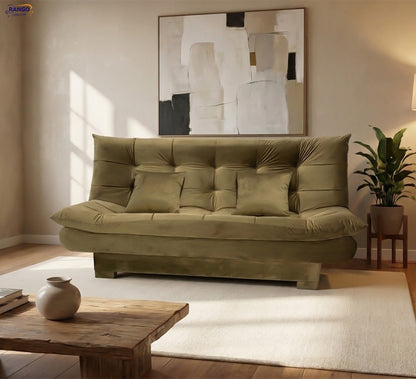 "Sofa bed by Rango Furniture, perfect for living rooms, guest rooms, and small spaces. Size: 120×190 cm, Color: Coffe