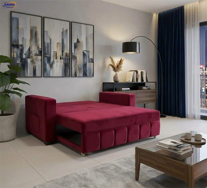 Rango Furniture Sofa Bed Width 150 cm & Depth 85 cm Perfect for living rooms, guest rooms, and small spaces. Color: Burgundy