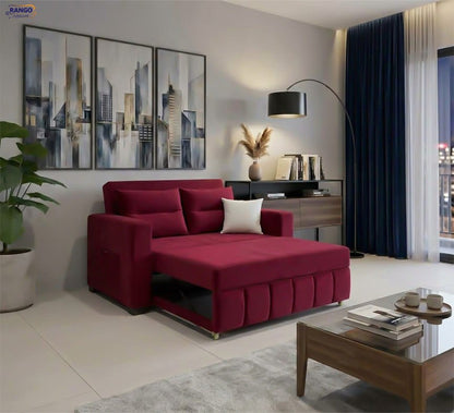 Rango Furniture Sofa Bed Width 150 cm & Depth 85 cm Perfect for living rooms, guest rooms, and small spaces. Color: Burgundy