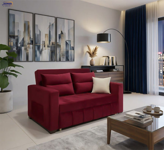 Rango Furniture Sofa Bed Width 150 cm & Depth 85 cm Perfect for living rooms, guest rooms, and small spaces. Color: Burgundy