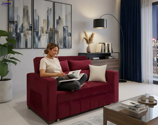 Rango Furniture Sofa Bed Width 150 cm & Depth 85 cm Perfect for living rooms, guest rooms, and small spaces. Color: Burgundy